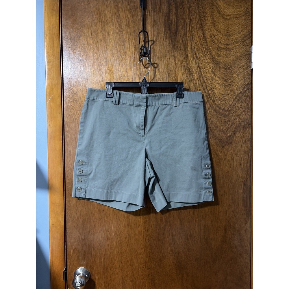 Talbots Women's Sage Green Button-Accent Shorts size 16